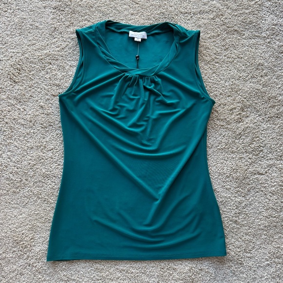 Tahari Arthur S Levine Tops - Tahari Arthur S. Levine NWT Sleeveless Teal Draped Neck Blouse XS